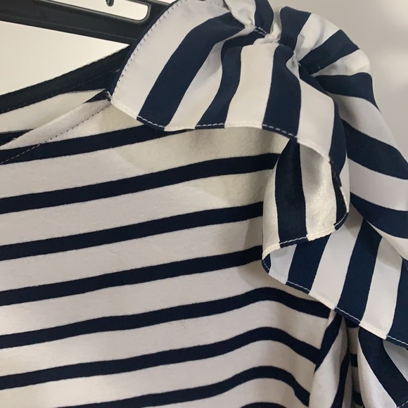 - NWT Thread Social Contrast Navy, Ivory, Black Stripe Dress Ruffles - Picture 4 of 6